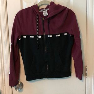 Maroon and black VS pink jacket